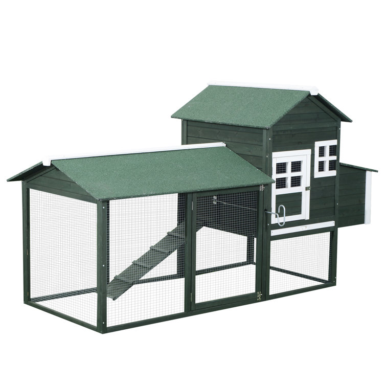 Aosom Pawhut 27.8 Square Feet Chicken Coop with Chicken Run For Up To 6